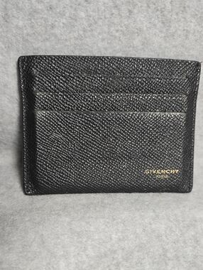 Givenchy Black Textured Leather Card Holder with Gold Logo